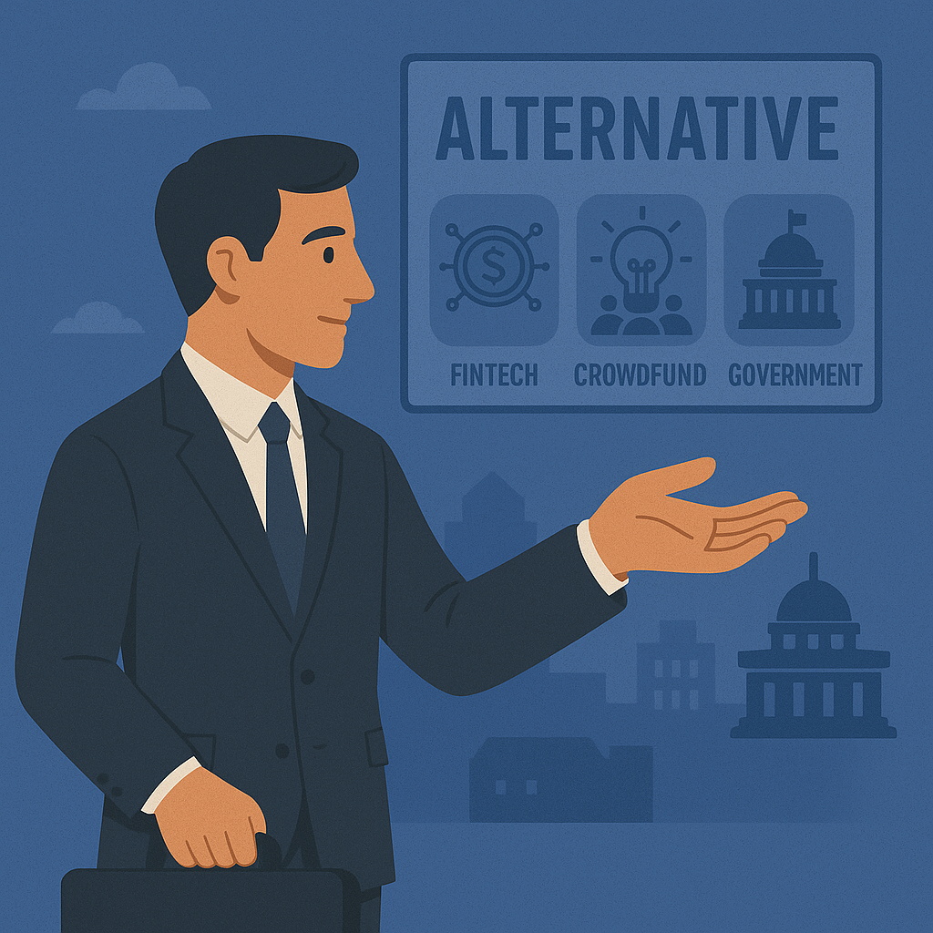 Empresario  explorando alternativas 